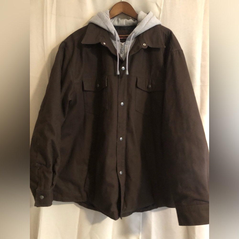 Craftsman Work Dark Brown Canvas Jacket with Hoodie